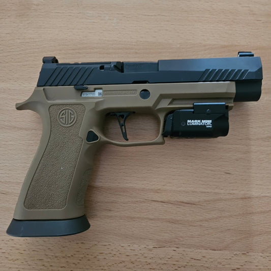 Mark Mini Pistol Light w/ NFA Tritium Night Sights w/ White Inserts. For Sig P365 and P320