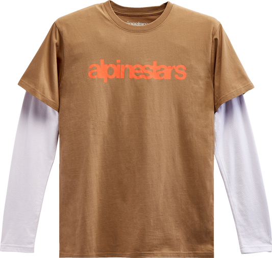 ALPINESTARS Stack Long-Sleeve T-Shirt - Sand/Warm Red - Medium 1213713002331M