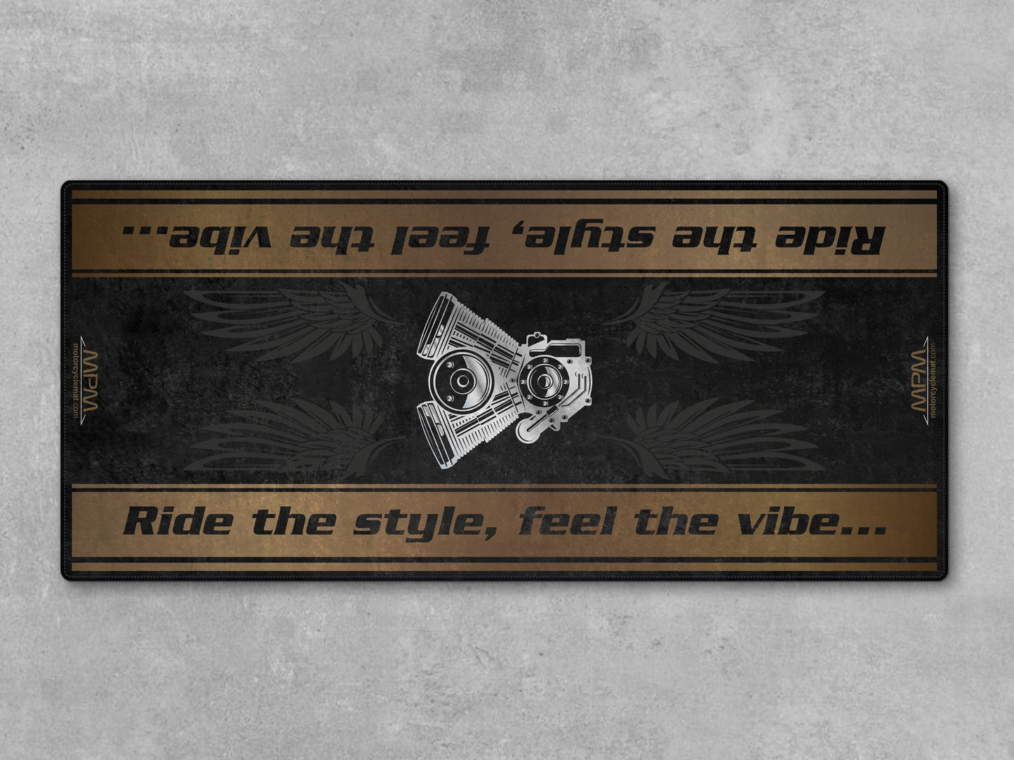MPM Motorcycle Mat for Cruiser Motorcycle "Ride The Style, Feel The Vibe" - MM7306