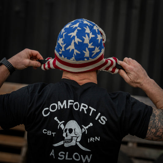 US Flag Wool Insulated Knitted Trapper Hat