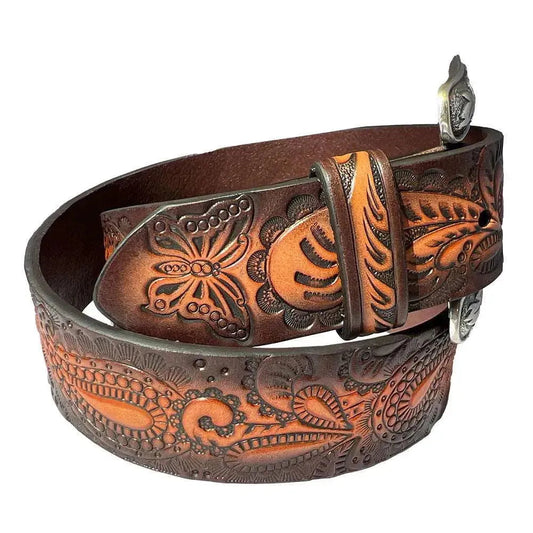 Angel Ranch Butterfly and Paisley - Womens Leather Belt