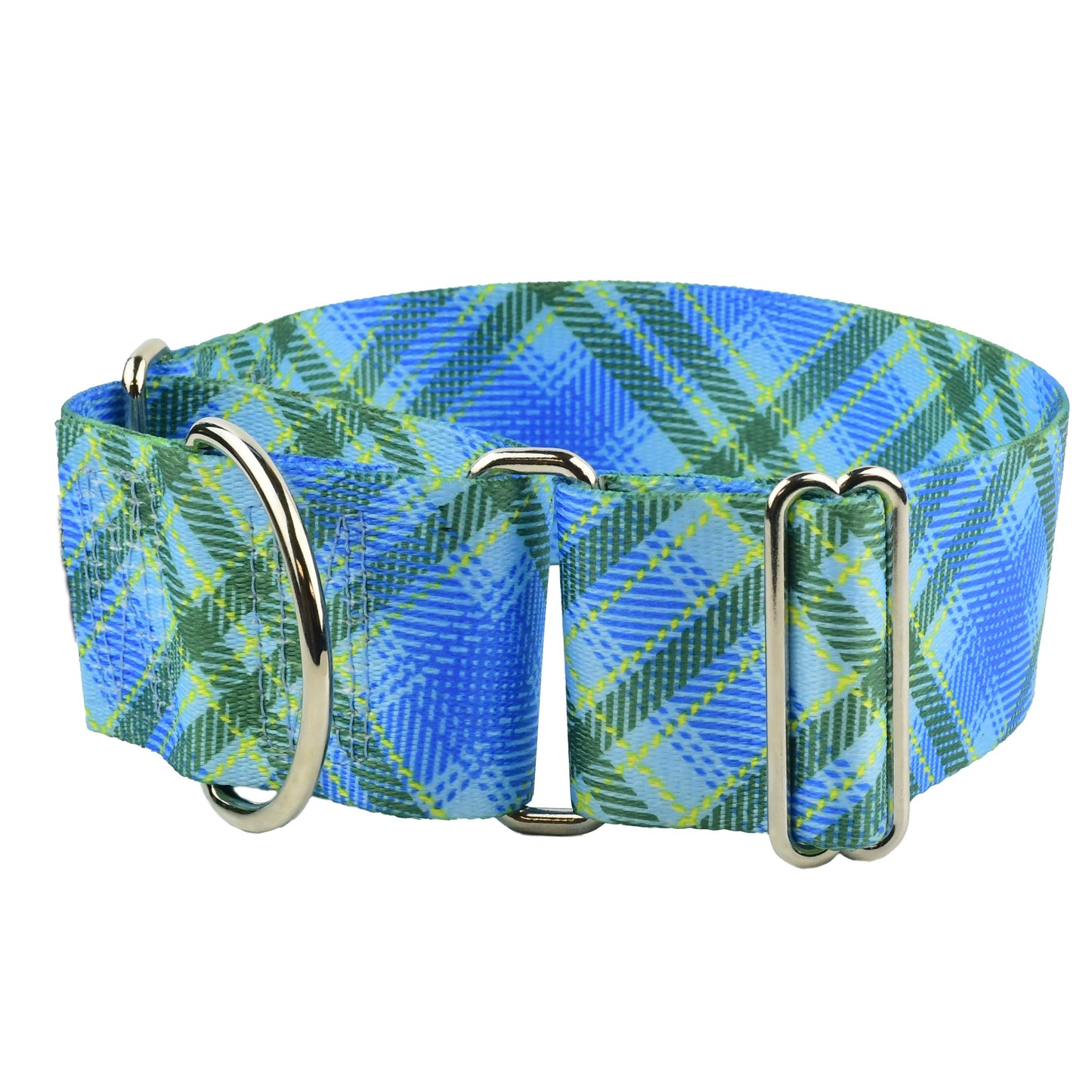 Blue Kilt Plaid 2″ Wide Martingale Dog Collar