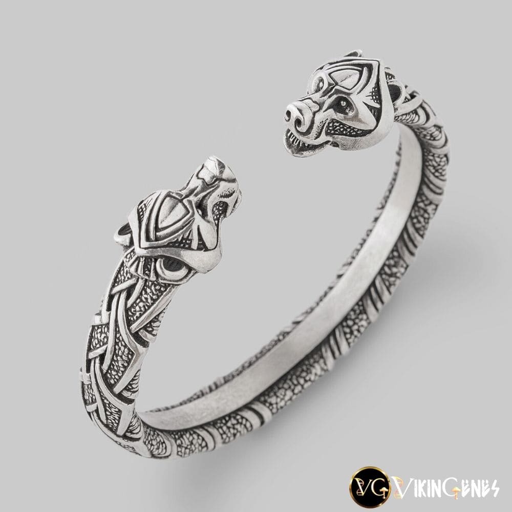 925 STERLING SILVER ARM RING WITH BEAR HEADS