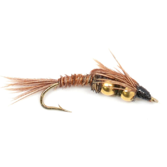 Double Bead Pheasant Tail Nymph Fly Fishing Flies - 1 Dozen Flies Hook Size 10