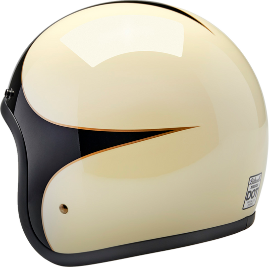 BILTWELL Bonanza Helmet - Gloss Vintage White/Black Scallop - Large 1001-559-204