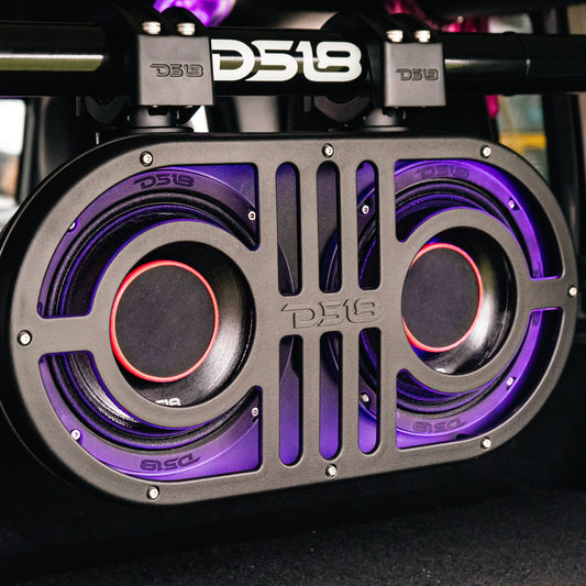 Dual 8" Marine and Powersports PRO Roll Cage Sound Bar System with Built in LED RGB Lights 500 Watts Rms ( 2 x PRO-HY8.4B Included)