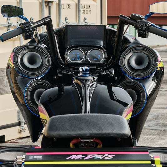 8" Neodymium Coaxial Hybrid Mid-Bass Water resistant Carbon Fiber Cone Loudspeaker with Built-in Driver 400 Watts Rms 4-Ohm