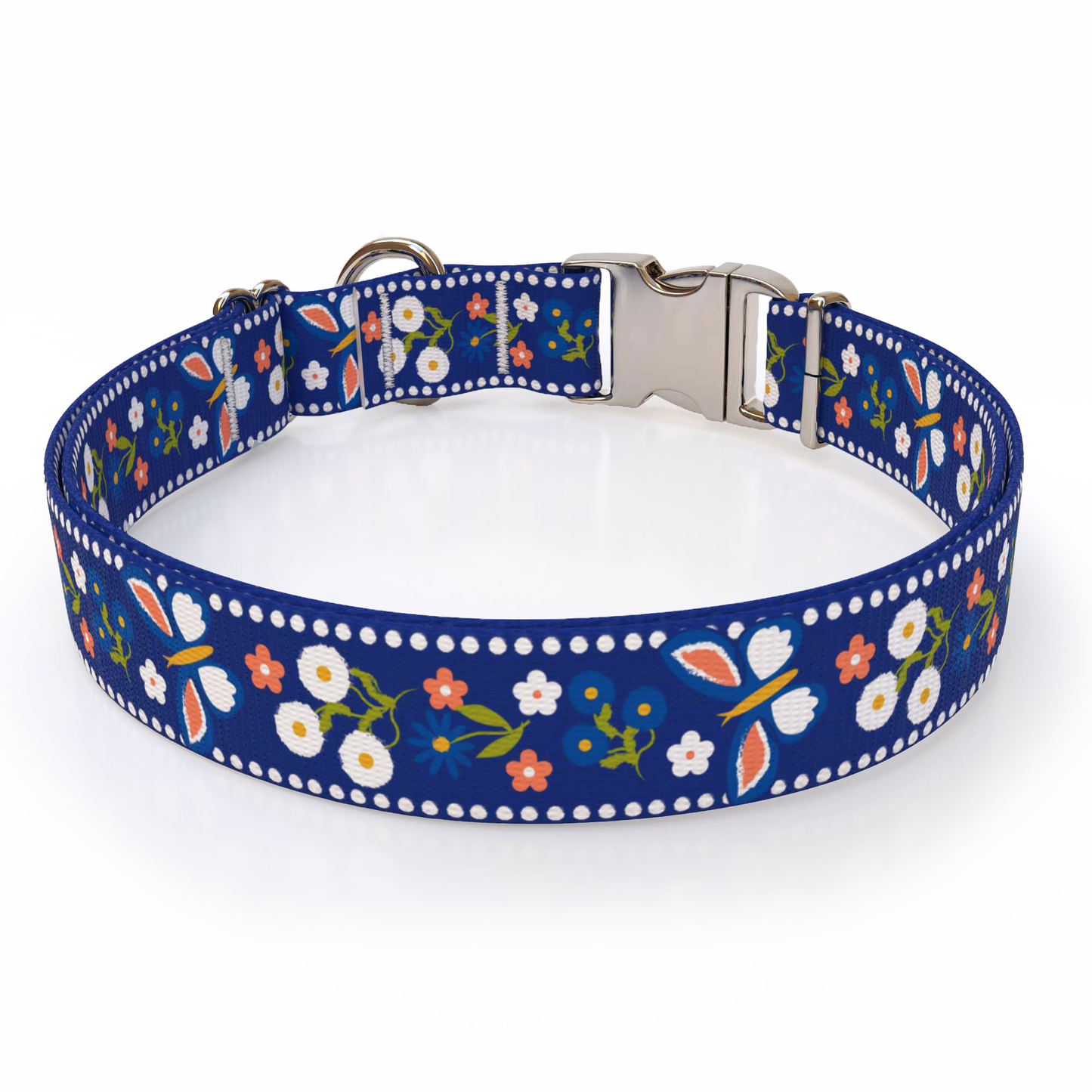 Festive Butterfly Blue Dog Collar