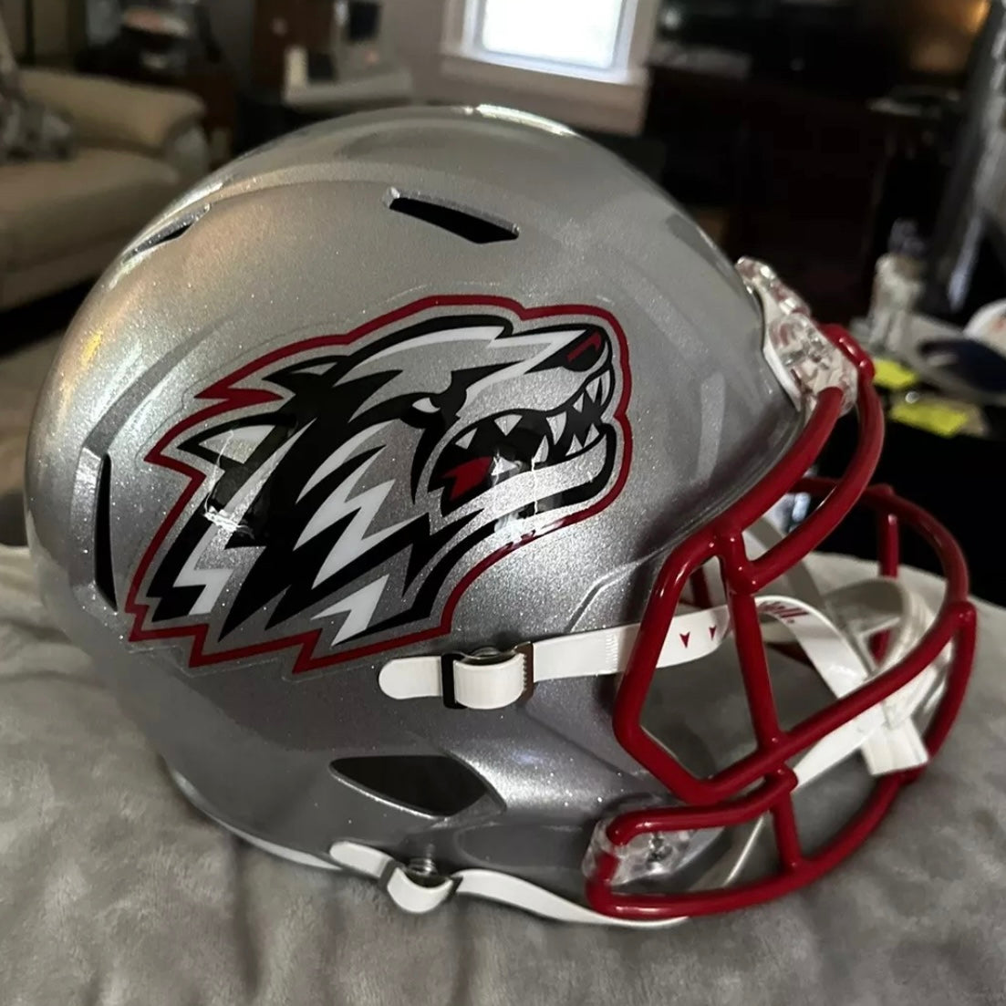New Mexico Lobos Full Size Speed Replica Football Helmet Silver- NCAA