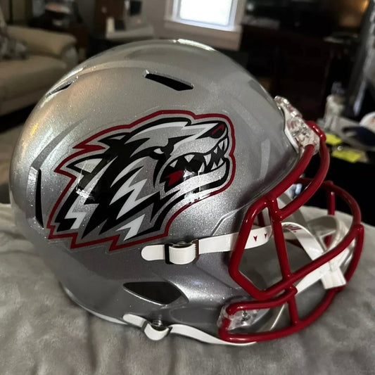 New Mexico Lobos Full Size Speed Replica Football Helmet Silver- NCAA