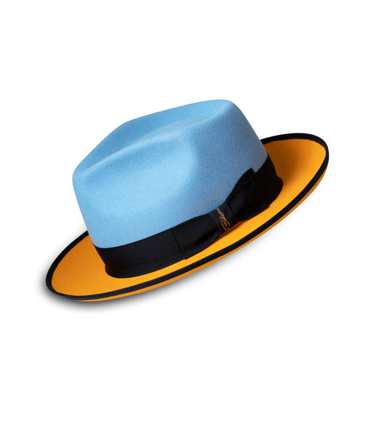 The Fox Fedora - Two Tone (Powder Blue / Sunset Orange)