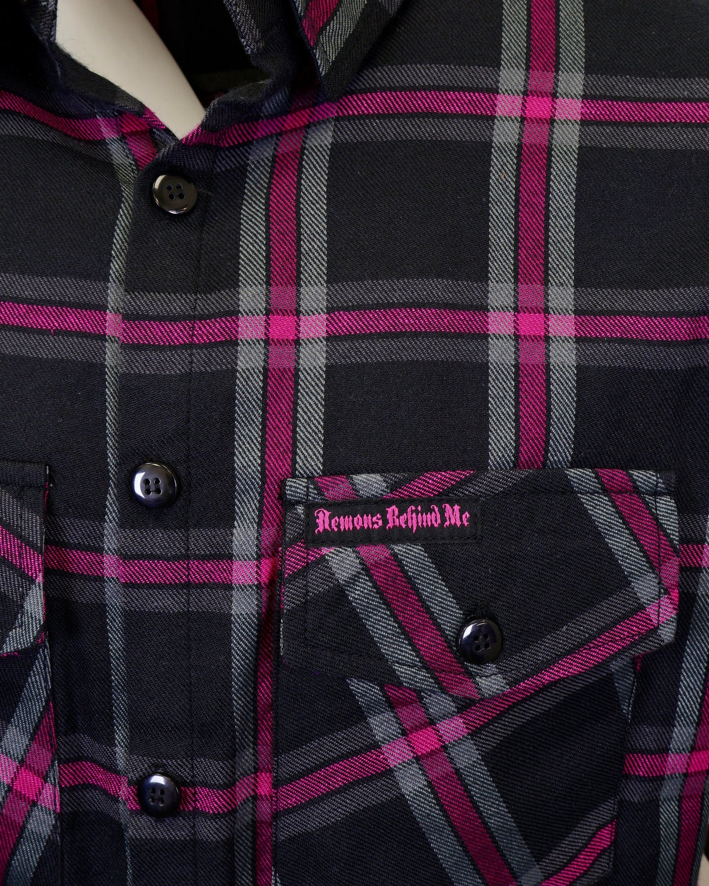 The "Warrior" Black & Pink Flannel (Hidden Snap Collars)