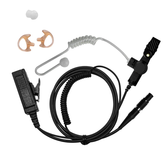 Tactical 2 Wire Mic & Earpiece Kit - Selex/Marconi/Bowman H4855, H4855U, AN/PRC-343, Personal Role Radio PRR Integrated Intra Squad Radio IISR - LEMO 5 Pin Connector
