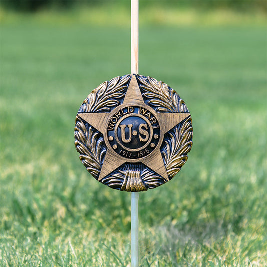 WWI Veteran Grave Marker & Flag Holder with Aluminum Ground Spike