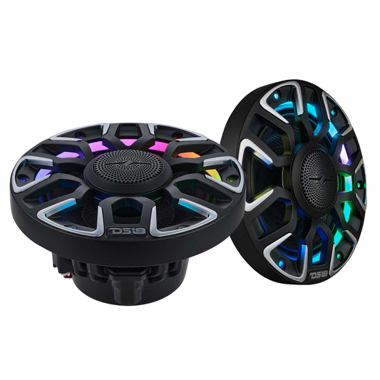 6.5” Marine Coaxial Speaker With Kevlar Cone, Bullet Tweeter, Neodymium Magnet, and Digital LED Lights | 200W RMS 4-Ohm