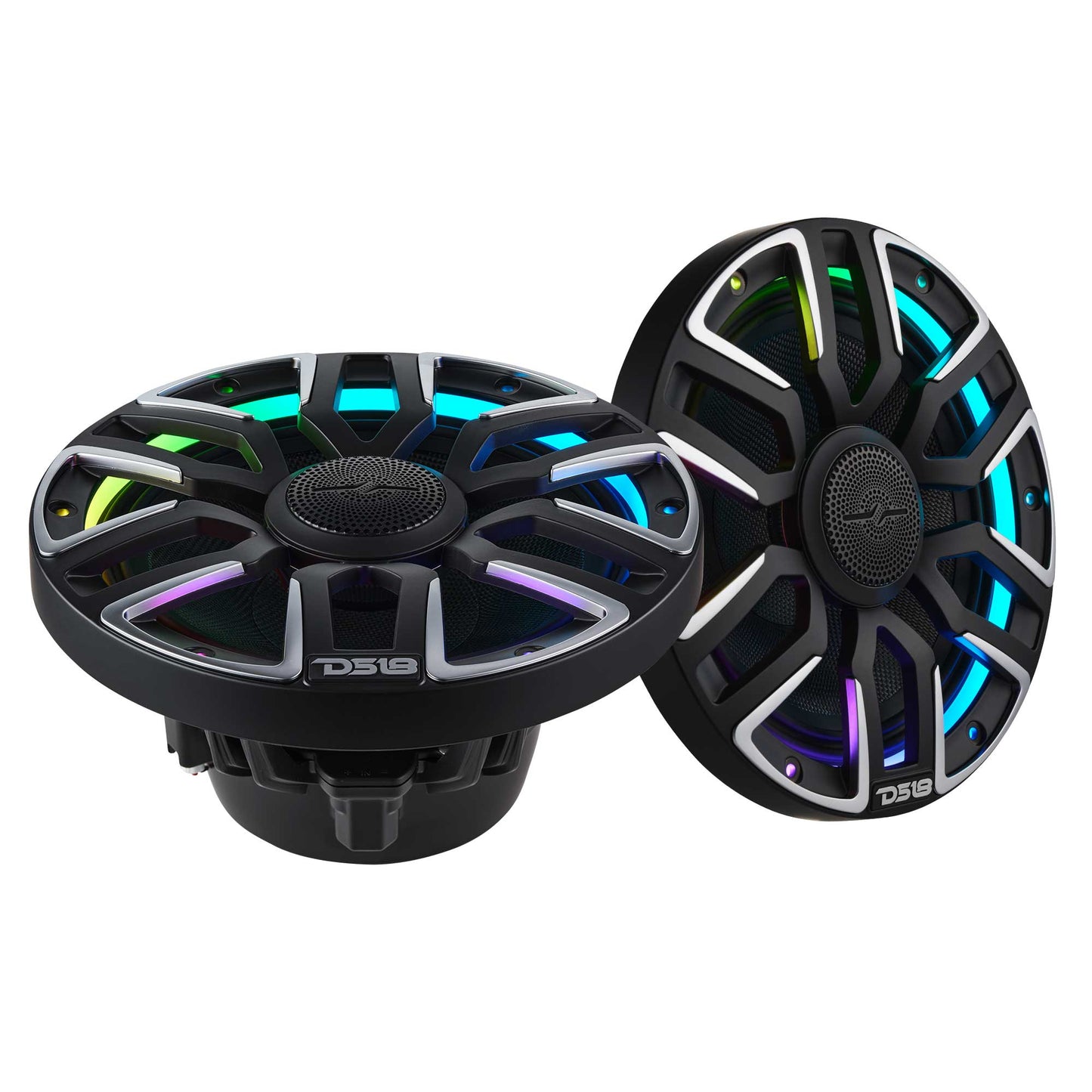 8” Marine Coaxial Speaker With Kevlar Cone, Bullet Tweeter, Neodymium Magnet, and Digital LED Lights | 200W RMS 4-Ohm
