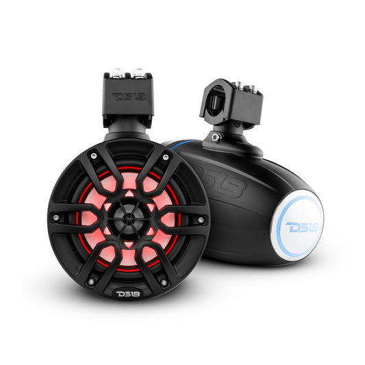 DS18 Good Marine Stereo Package 2 x 6.5” Speaker Tower| 1 x 2 Ch Amplifier | 1 x MOFCKIT4 and 1 x LED-BTC