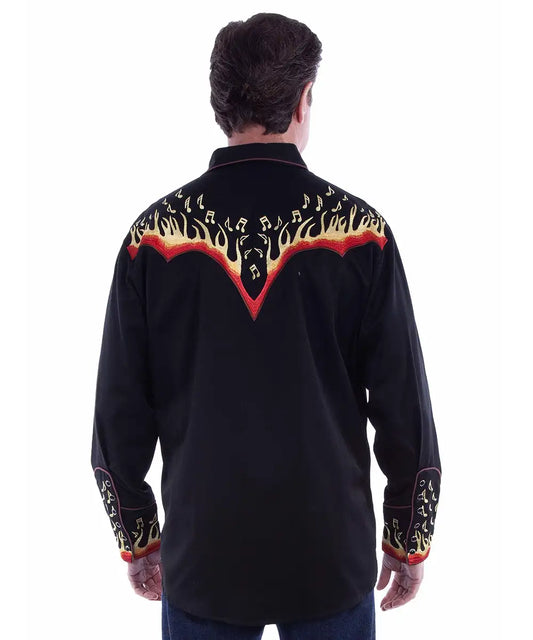 Scully Honky-Tonk Heatwave (Black/Yellow) - Men's Western Shirt