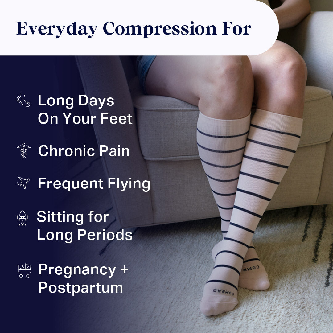 Knee-High Compression Socks – 4 Pack Stripes