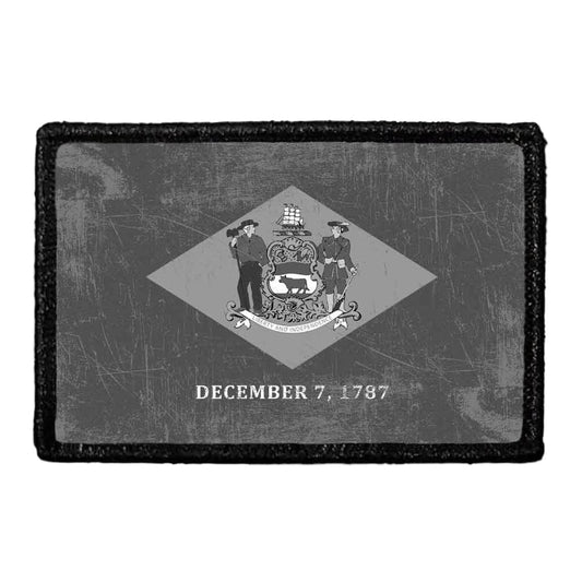 Delaware State Flag - Black and White - Distressed - Removable Patch