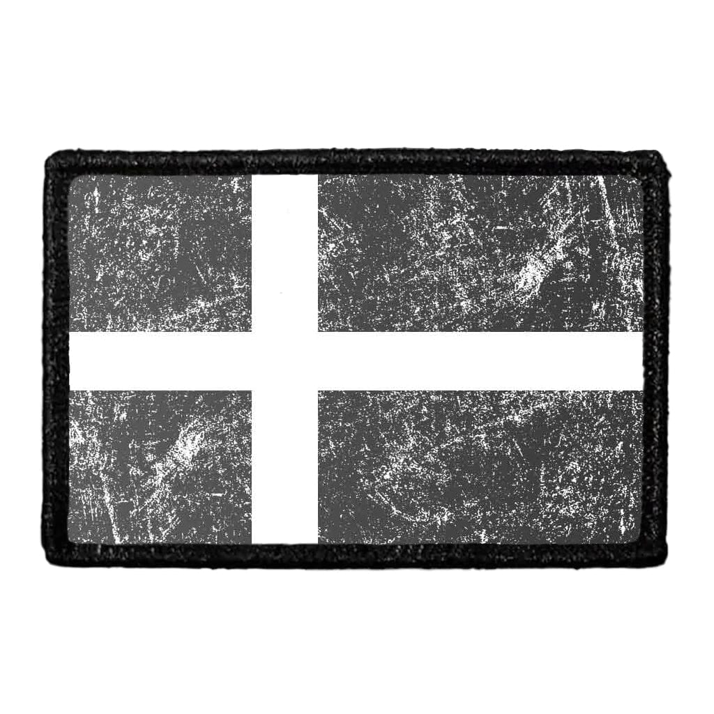 Denmark Flag - Black and White - Distressed - Removable Patch