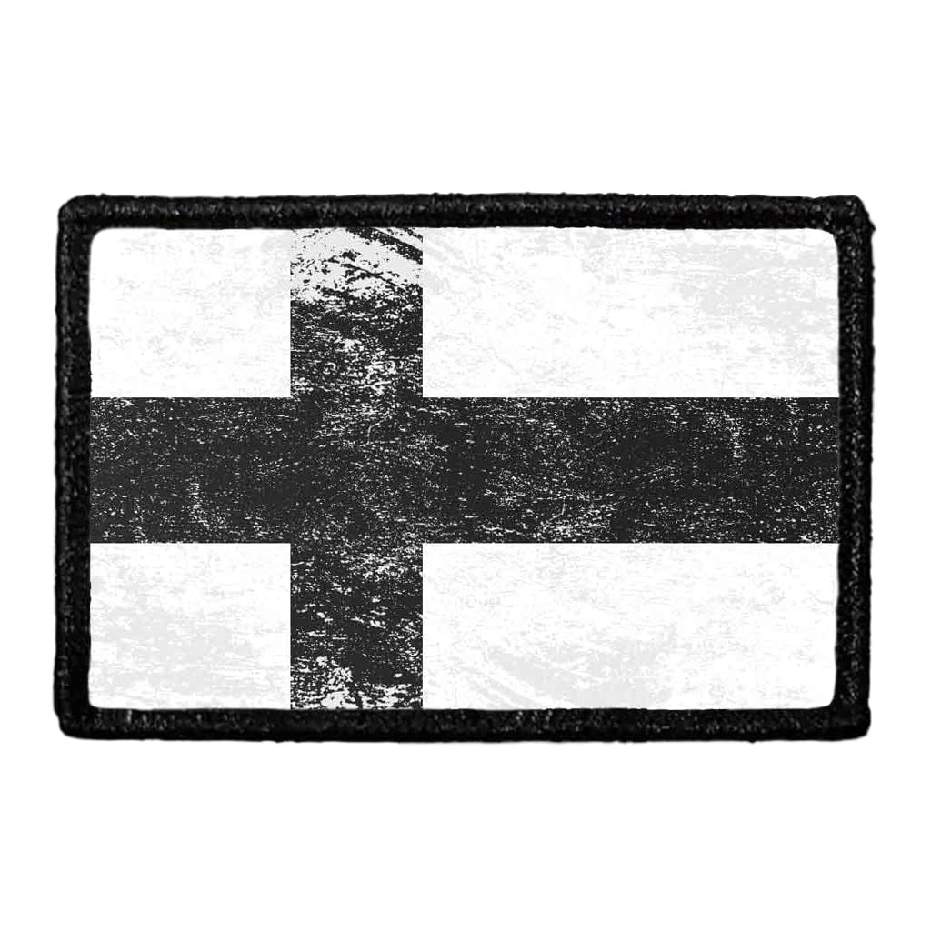 Finland Flag - Black and White - Distressed - Removable Patch
