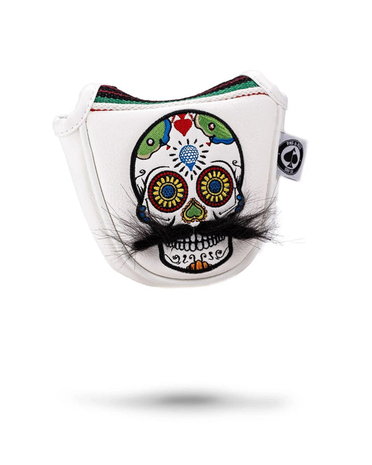 Mustache Sugar Skull - Mallet Putter Cover White