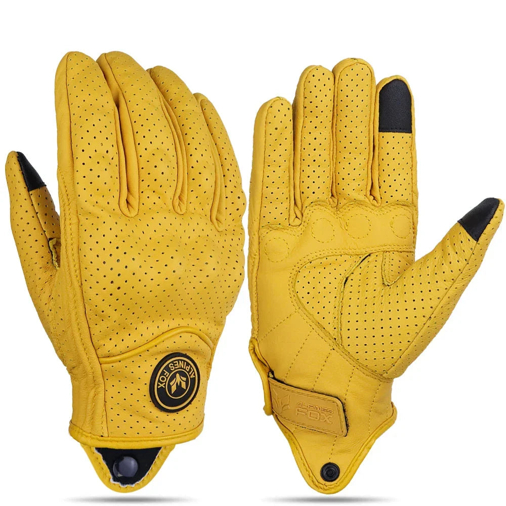 Vintage Real Leather Breathable Touch Screen Gloves