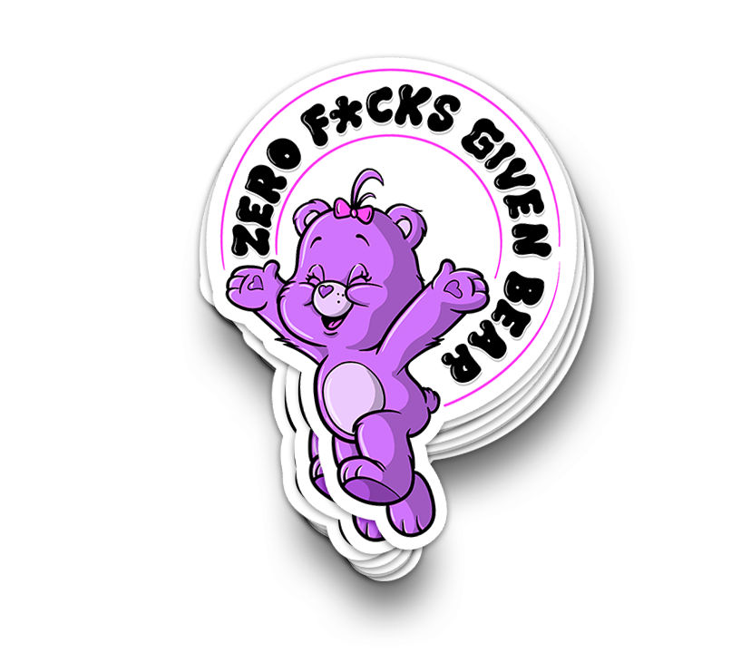 Zero Fs Bear - Funny Tumbler Stickers