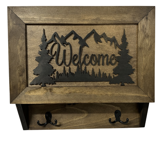 Rustic Mountain Welcome Wall-Mounted Gun Cabinet – Concealed Lockable Storage for Your Home