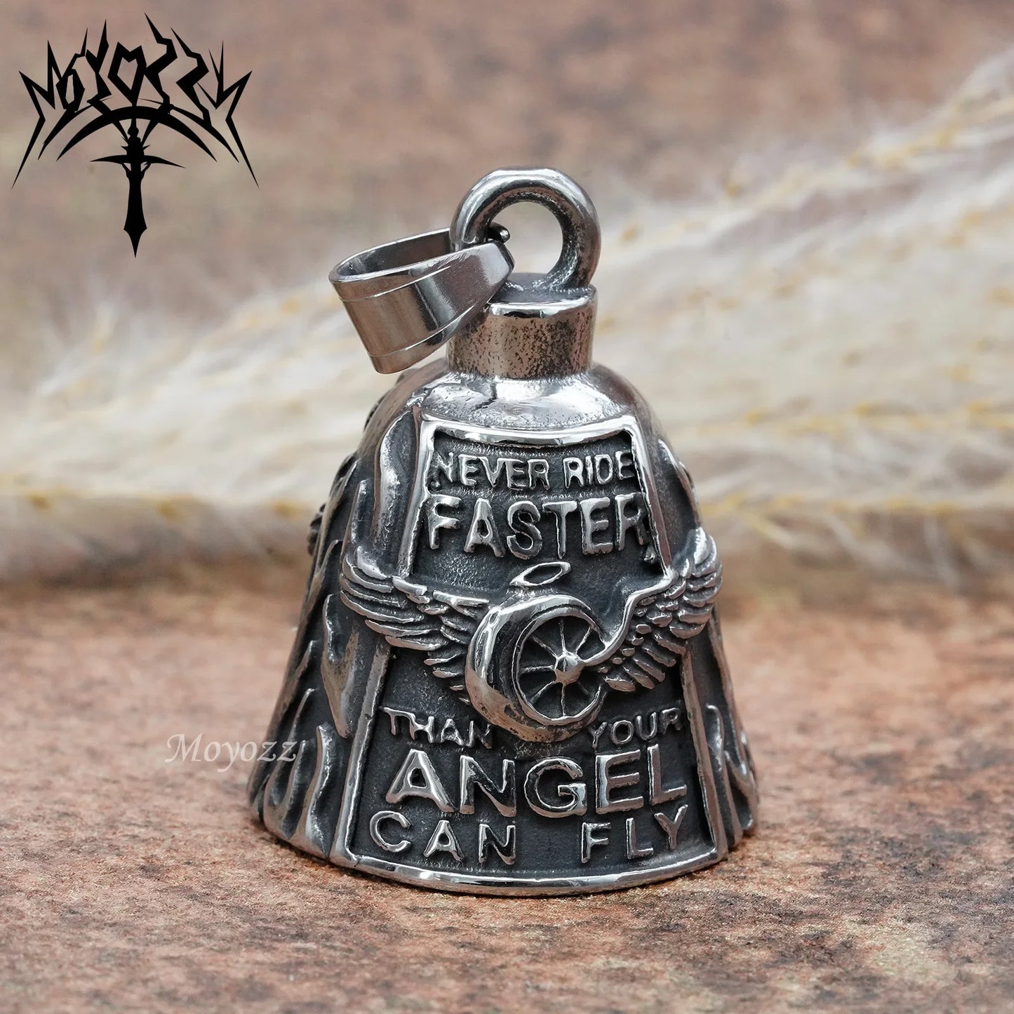 Motorcycle Bell Angel Wing "Never Ride Faster Than Your Angel Can Fly"