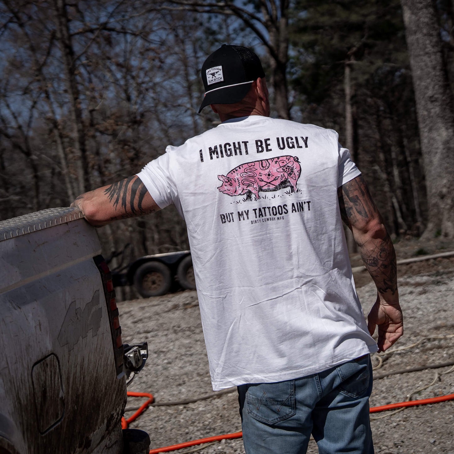 I Might Be Ugly but My Tattoos Ain't Pig Men's T-Shirt