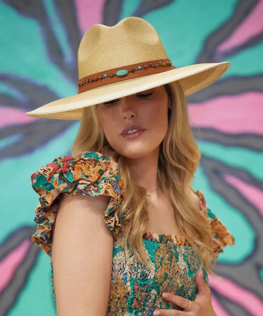 Peter Grimm Banks - Wide Brim Mexican Palm Straw Fedora Hat