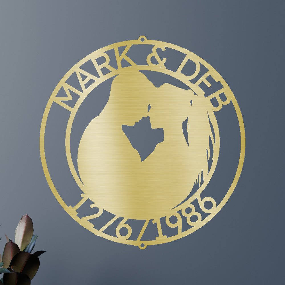 Couple Silhouette Personalized Gifts - Custom Metal Sign, Anniversary/Wedding Gift