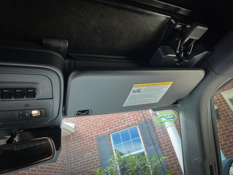 Flag Sun Visor Warning Overlays - 2021+ Bronco / 2024+ Ranger Raptor