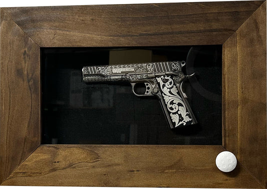 Gun Display Cabinet with Magnetic Gun Mount and Secure Magnetic Lock