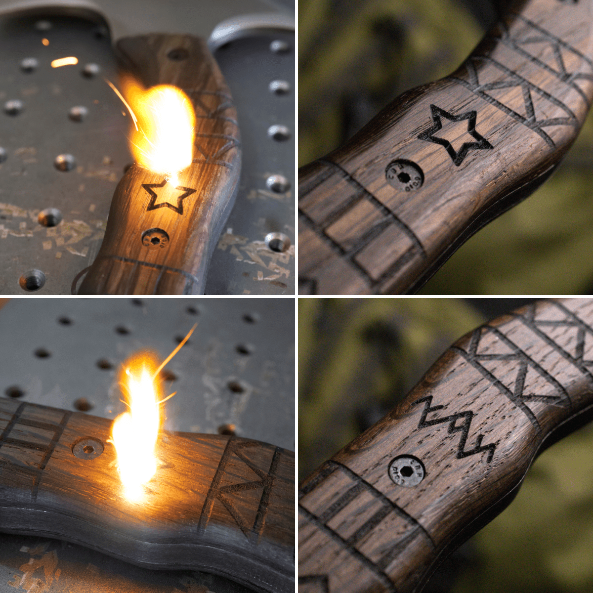 Handmade tomahawk "Dakuri" with tribal engraving