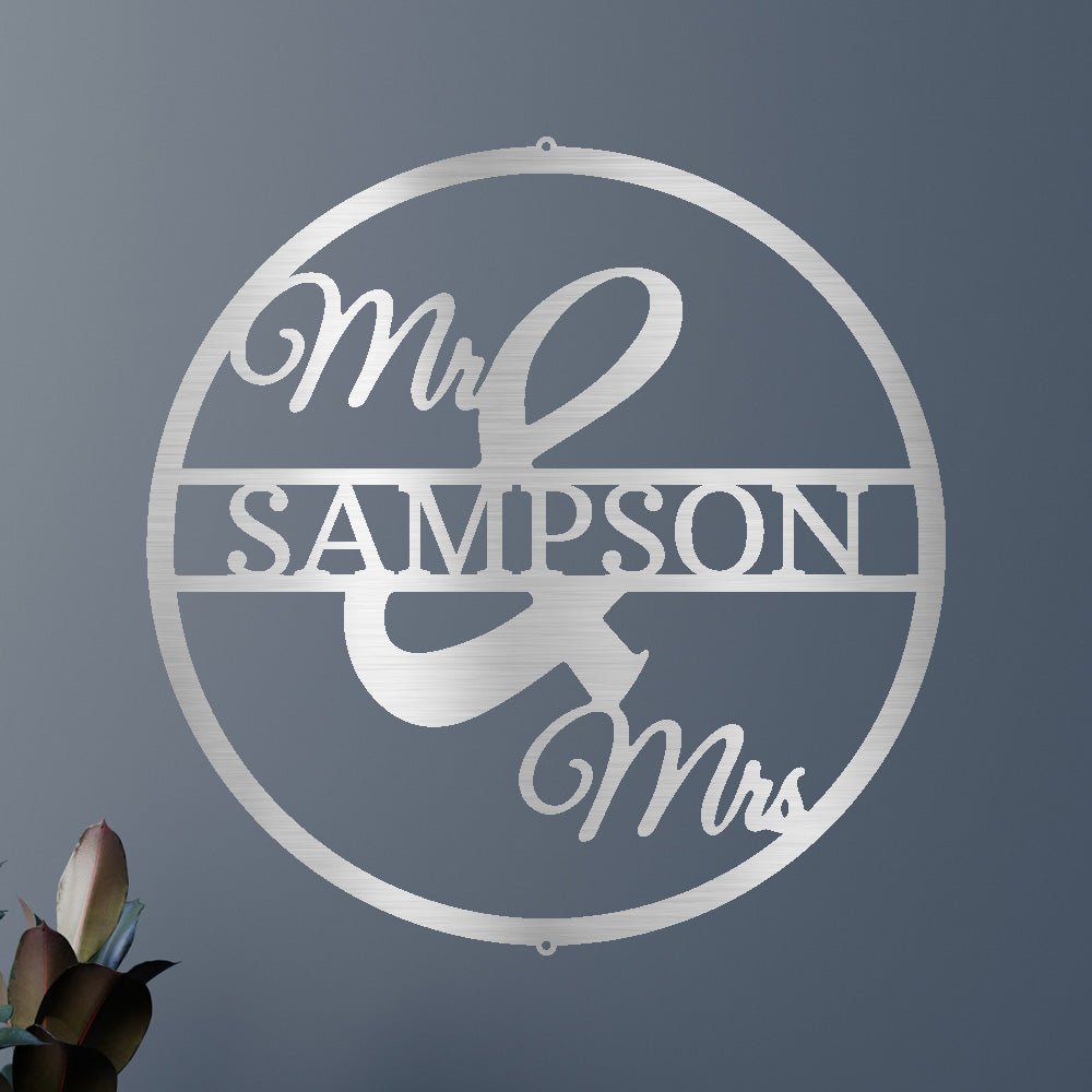 Mr and Mrs Circle Personalized Gifts - Custom Metal Sign