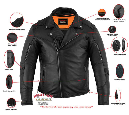 Black Speed Men's Motorcycle Leather Jacket – Smart Access Pocket