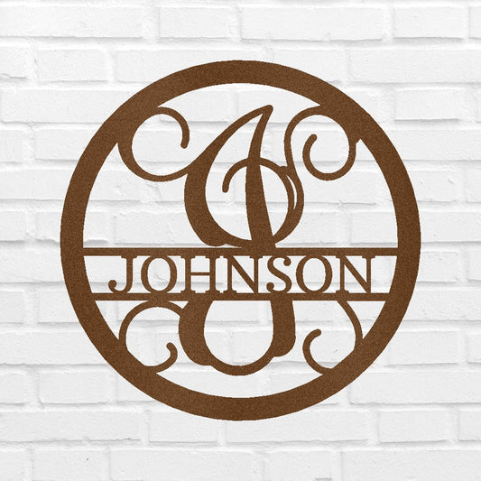 Circle Vine Personalized Gifts - Custom Metal Sign, Split Letter