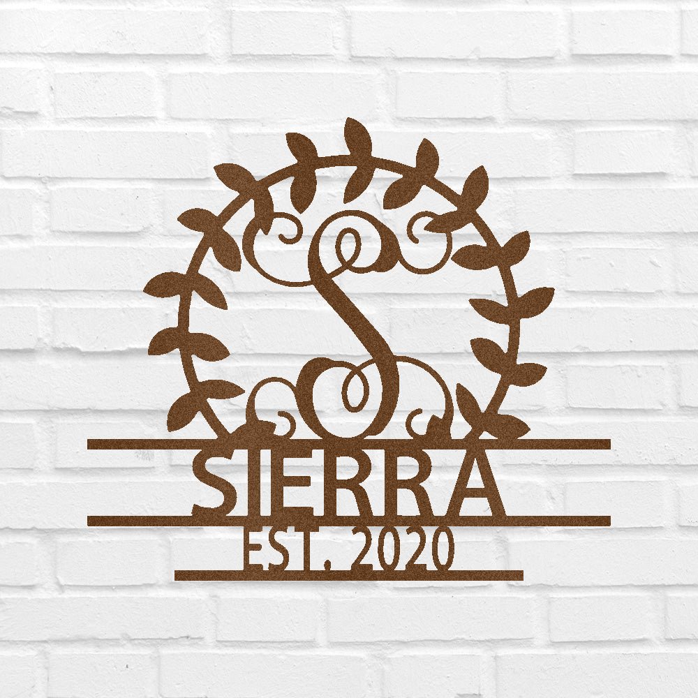 Crest Sign Personalized Gifts - Custom Metal Sign, Split Letter, Last Name, Wedding Gift