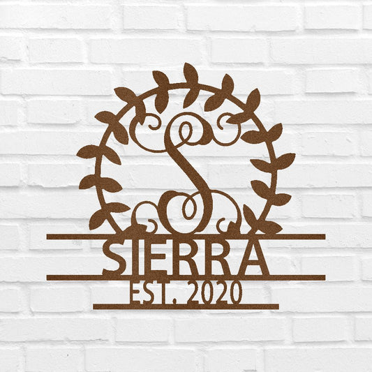 Crest Sign Personalized Gifts - Custom Metal Sign, Split Letter, Last Name, Wedding Gift