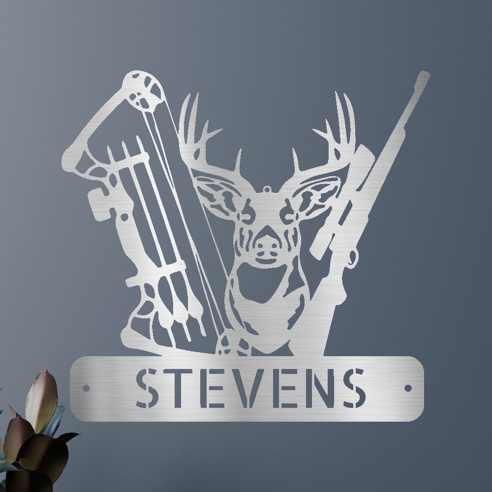 Deer Hunter Sign - Custom Metal Sign, Christmas Gift