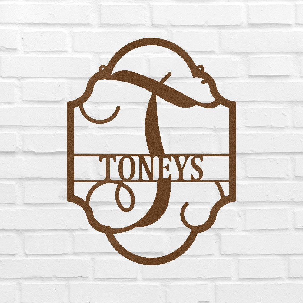 Family Name Plaque Personalized Gifts - Custom Metal Sign, Split Letter