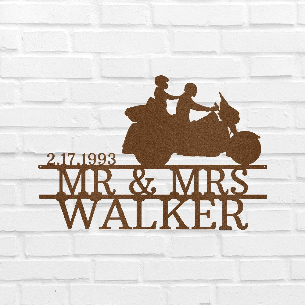 Motorcycle Couple Personalized Gifts - Custom Metal Sign