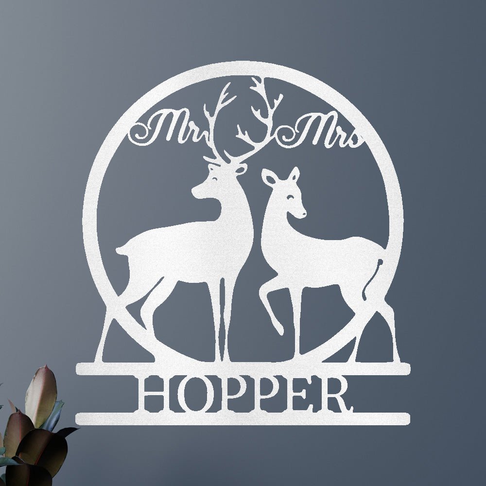 Mr and Mrs Deer Personalized Gifts - Custom Metal Sign