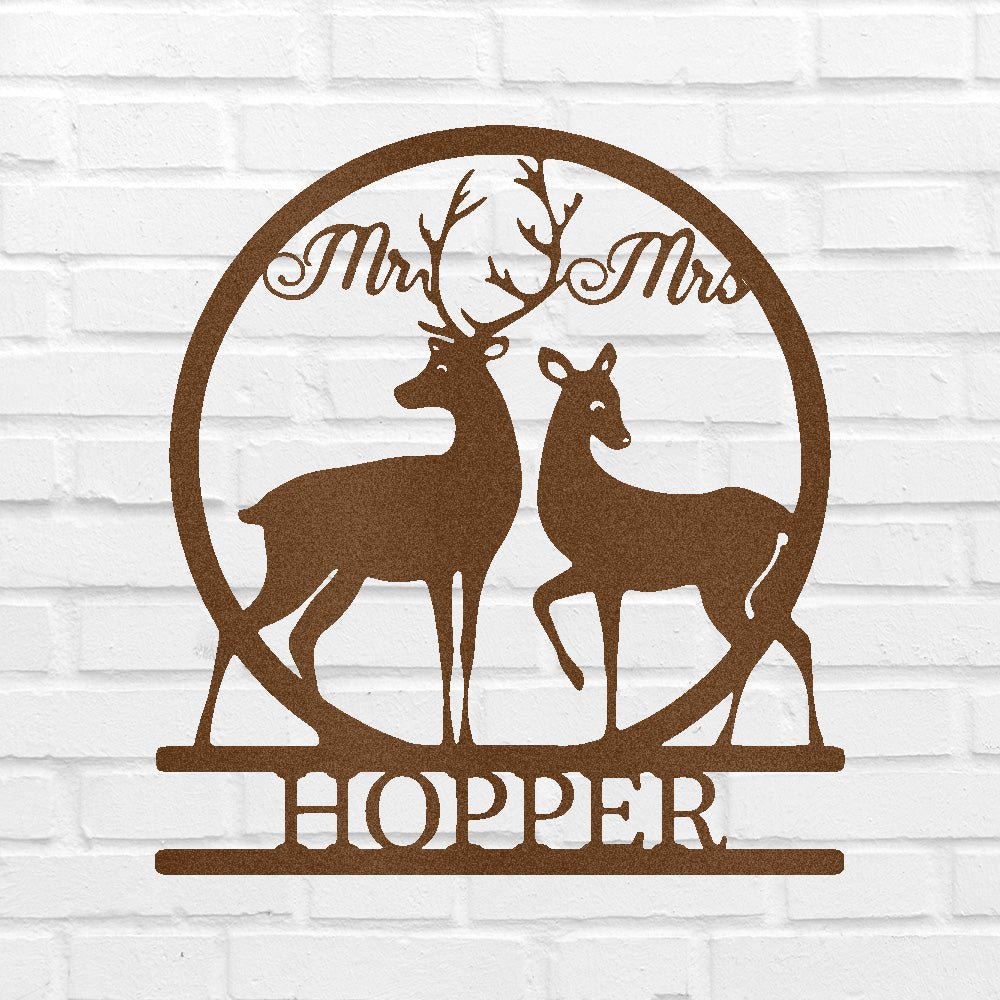Mr and Mrs Deer Personalized Gifts - Custom Metal Sign
