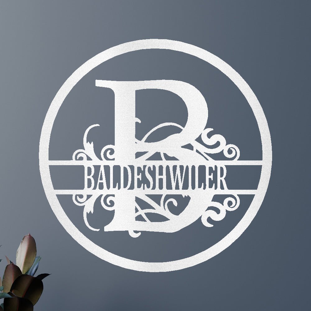 Name Metal Wall Art Sign - Custom Metal Sign, Split Circle Monogram