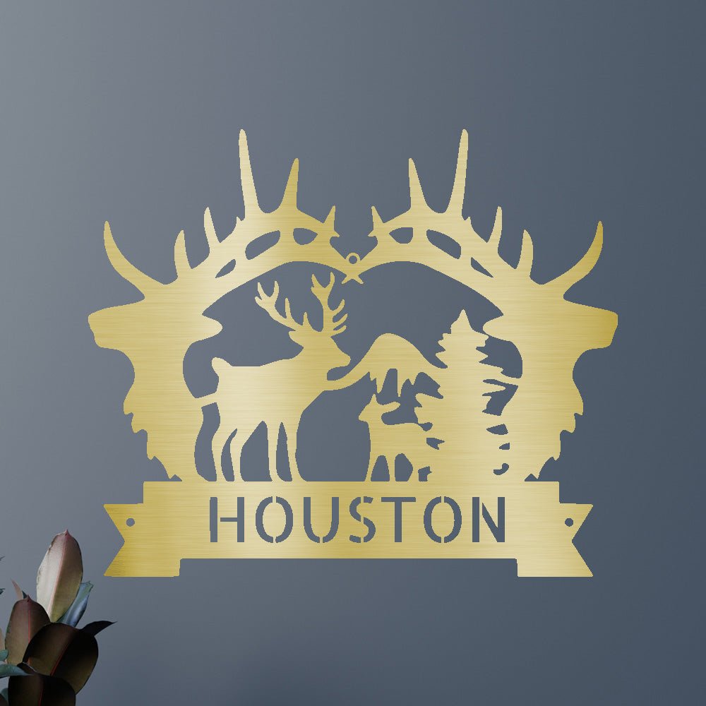 Name Sign - Custom Metal Sign, Antler Artwork, Christmas Gift