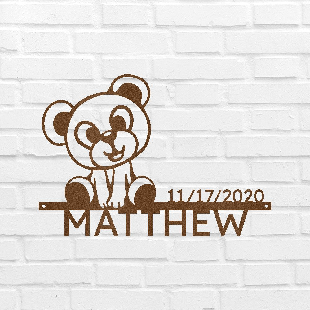 Newborn Baby Gift - Custom Metal Sign, Teddy Design